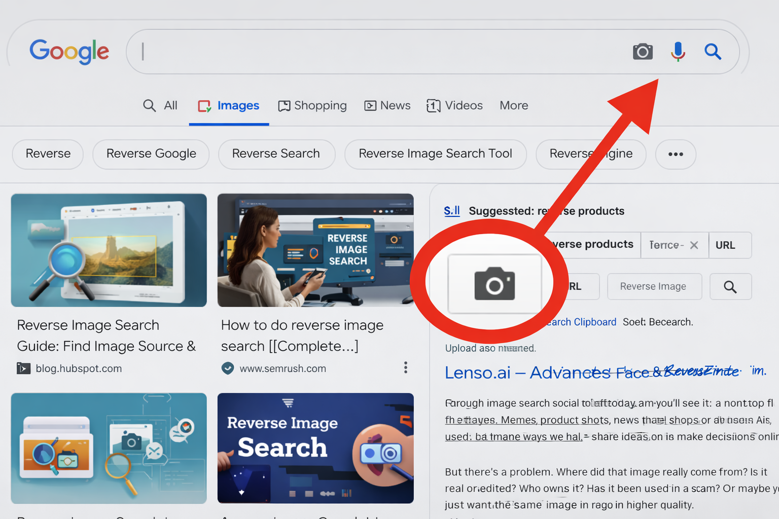 Google Images Reverse Image Search – Camera Icon Highlighted